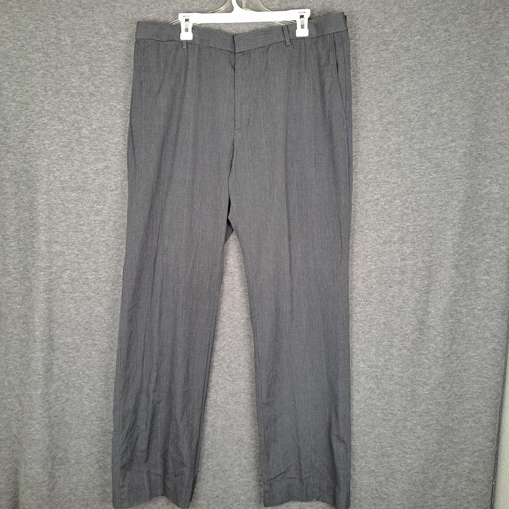 Banana Republic Dress Pants Men 40x36* Grey Plaid Classic Fit Cotton Trousers